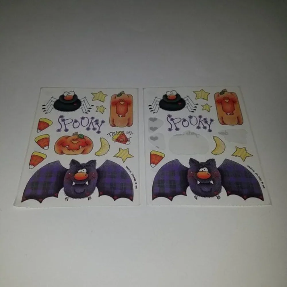 VTG Mixed Lot Halloween Stickers Temporary Tattoos Ghost Witch Black Cat Bat